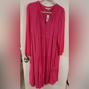 LOFT Pink Long Sleeve Dress